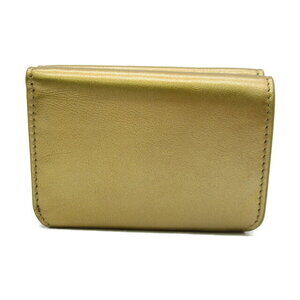 Balenciaga Leather Cash Tri fold Compact Wallet Gold